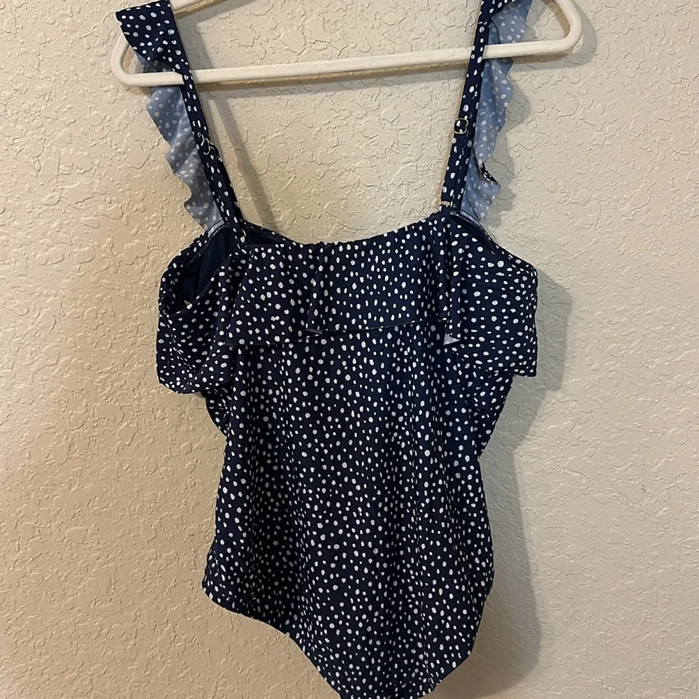 Kona sol dark blue polka dot swim suit k